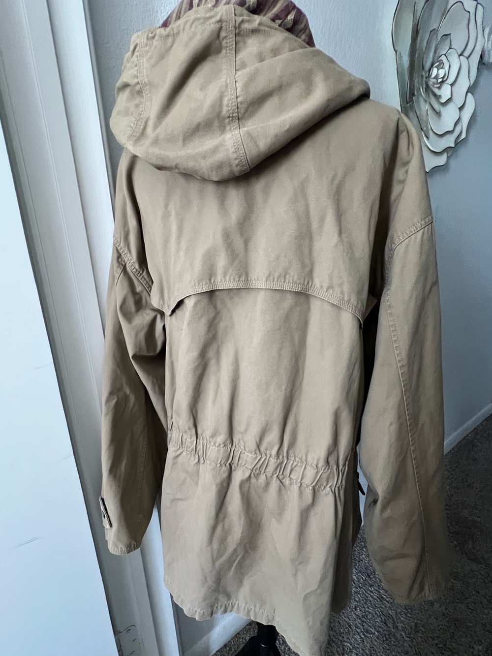 Woolrich Tan Hooded Zip Southwestern Aztec Lined Chore Utility Coat Jacket - Picture 5 of 11